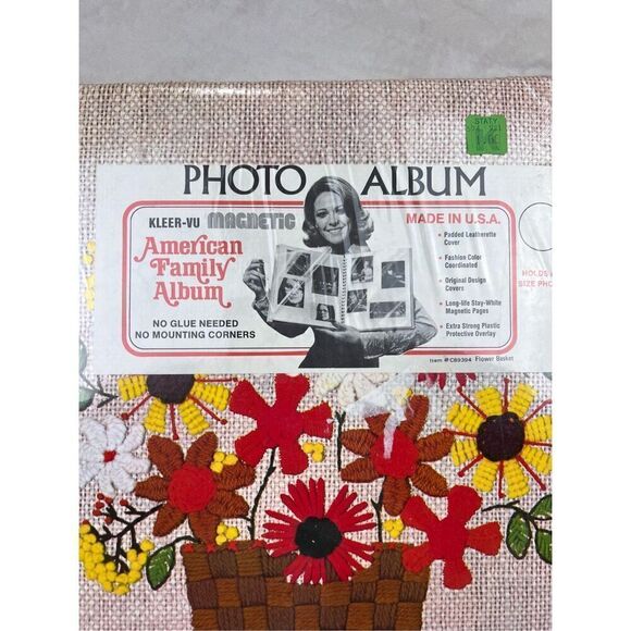 Vintage NOS 1970s Floral Photo Album Crewel - Picture 4 of 7